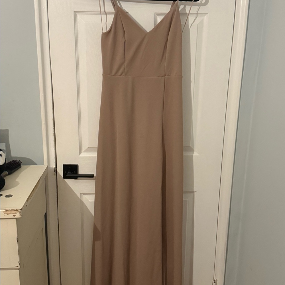 Birdy Grey Tan Sleeveless Gown with Slit